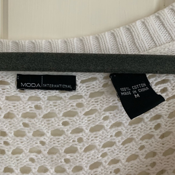 MODA open knit  v neck sweater - Picture 2 of 3